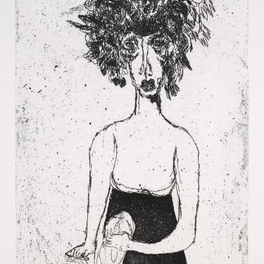«Jeune fille à la fleur», 1964,eau-forte et aquatinte, 38,8x24,8cm, signé et daté en bas à gauche, K-B 170