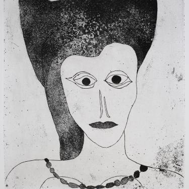 «Femme à la coiffe», 1975, eau-forte et aquatinte, 33,5x30,6, signé et daté en bas à droite, K-G 308