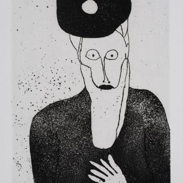 «Vieillard », février 1975,eau-forte et aquatinte, 29,8x19,5, signé et daté en haut à gauche, K-B 312