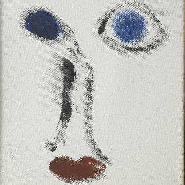 Visage, vers 1995, huile au doigt sur toile, 24x19cm
